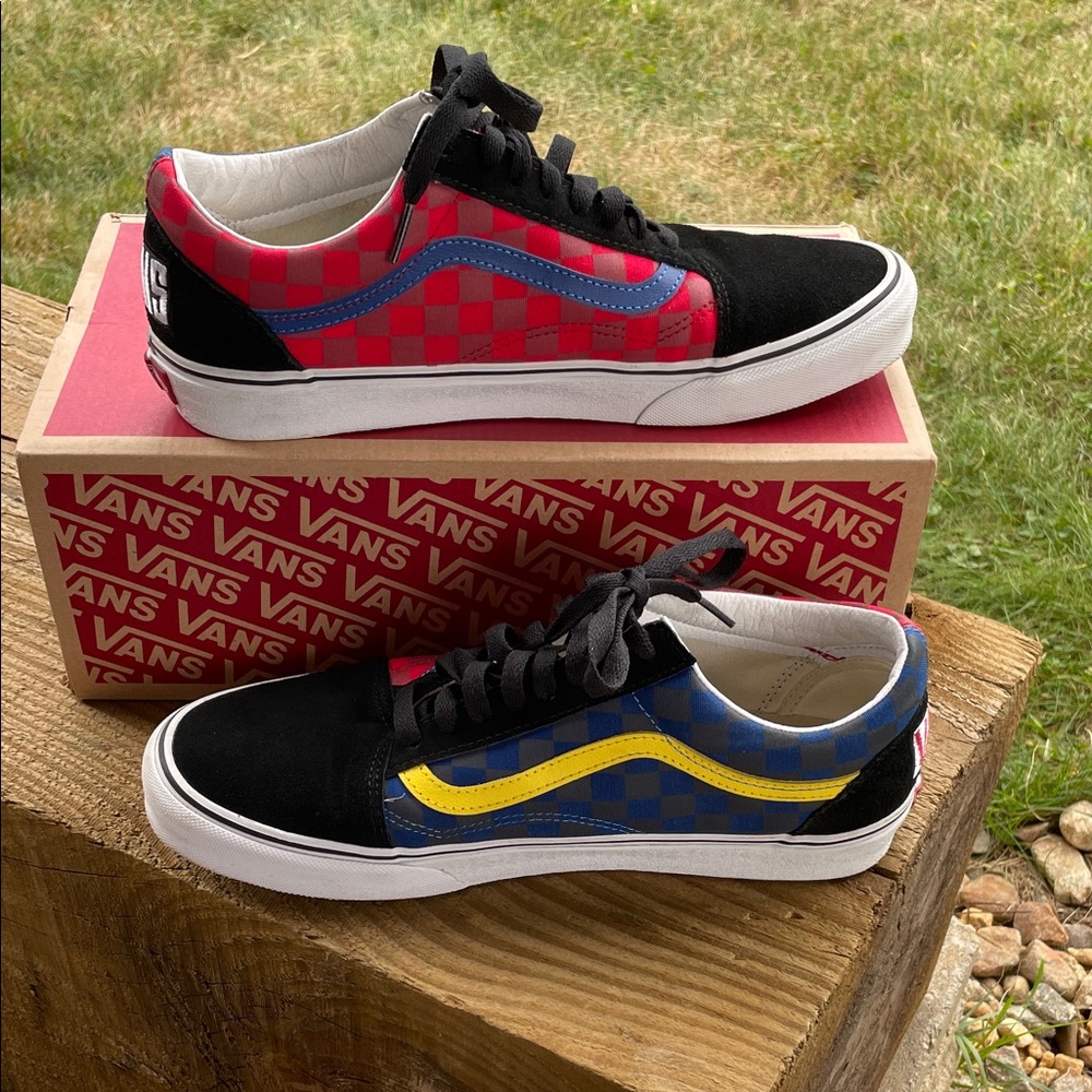 Vans Old Skool (OTW Rally) Checker/Multi/Black style Mens 10 EUC +Box